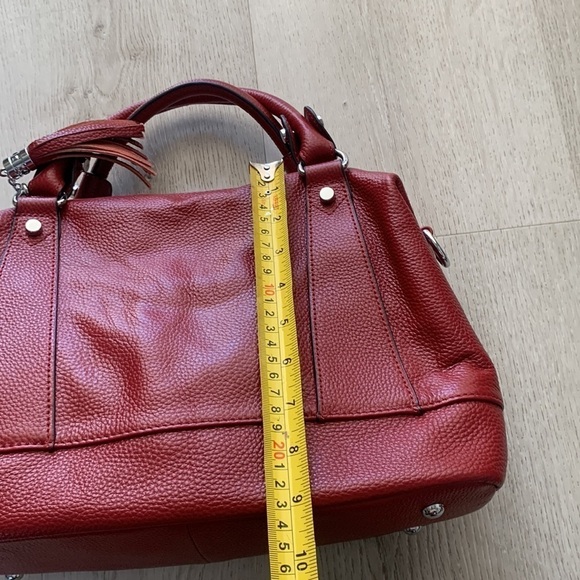 Heshe‎ red leather satchel bag - Picture 9 of 15